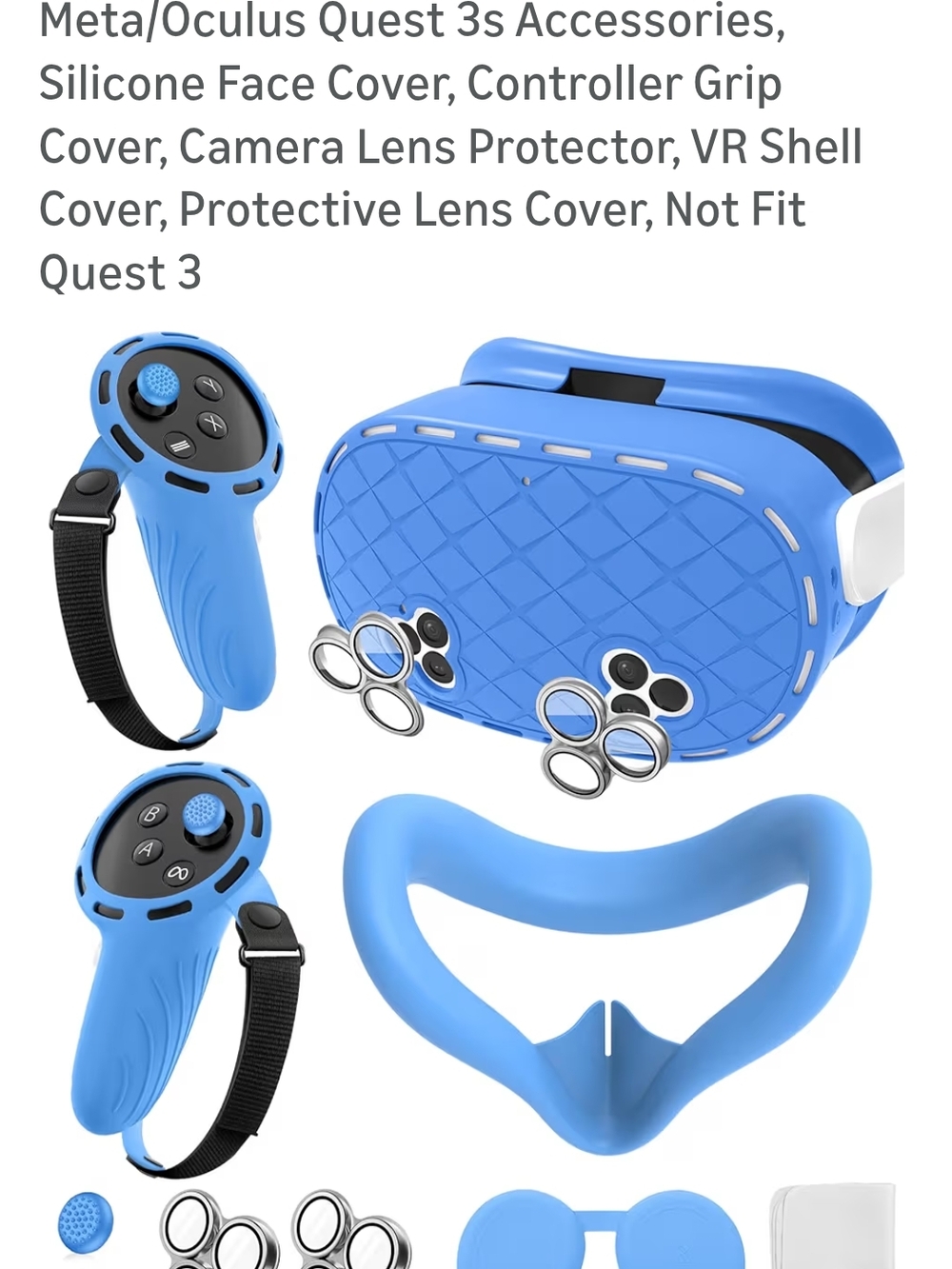 Blue Silicone Accessory Kit for VR Headset and Controllers